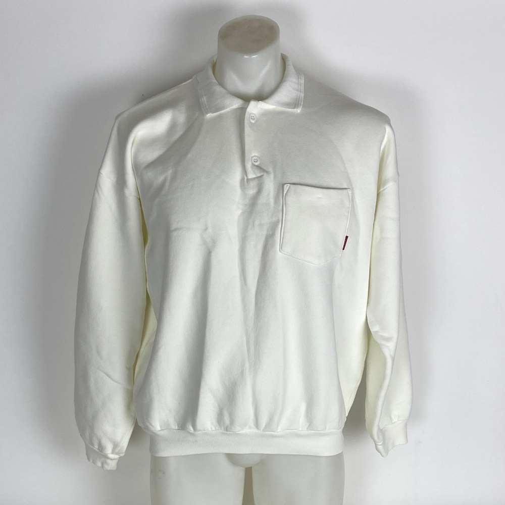 Cherry LA Basic L/S Polo Fleece (Sweatshirt White) Men’s Size Medium